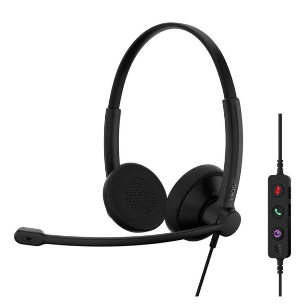 Epos Impact 100 UC USB Auricular Estereo con Microfono - Cancelacion de Ruido - Cable de 2m - USB-C,  USB-A - Color Negro