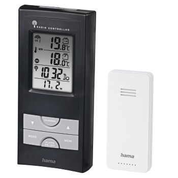 Hama Ews-165 Estacion Meteorologica - Reloj - Prevision Meteorologica - Sensor Exterior - Radiofrecuencia - Termometro - Higrometro - 7.9x3x16.5cm - Color Negro
