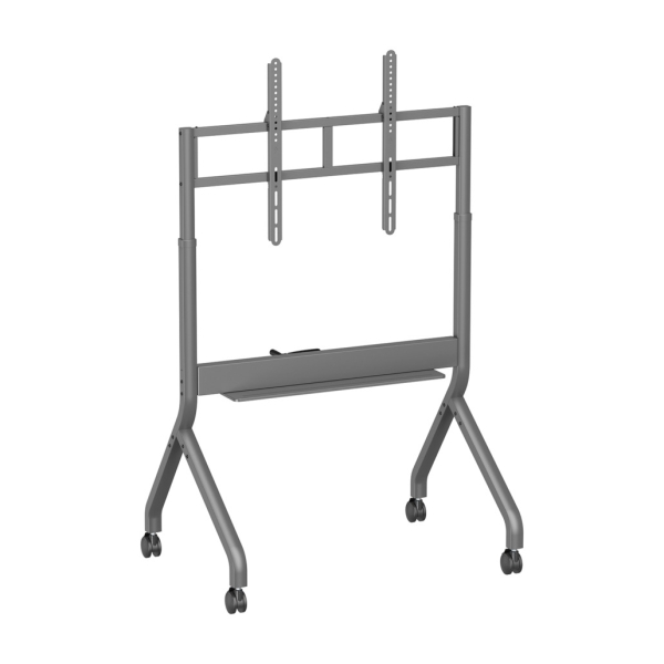Aisens FT90F-471 ECO Soporte de Suelo para Pantallas Interactivas/TV de 55 a 90" - Bandeja Multiusos - Manivela Elevadora - Peso Max. 90kg - Ruedas - Color Gris