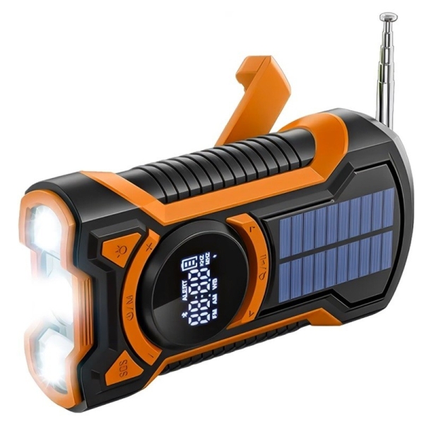 Hama Just In Case Radio Solar 4 en 1 - Powerbank 5.000 mAh - Linterna - Alarma SOS - Carga Solar, USB y Manivela