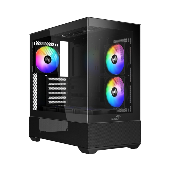 Sama V40 Caja Torre ATX - Lateral Cristal Templado - 2 x USB-A 3.0, USB-C 3.1 - 1 x Audio 1 x Micro - 6 Ventiladores ARGB - Color Negro