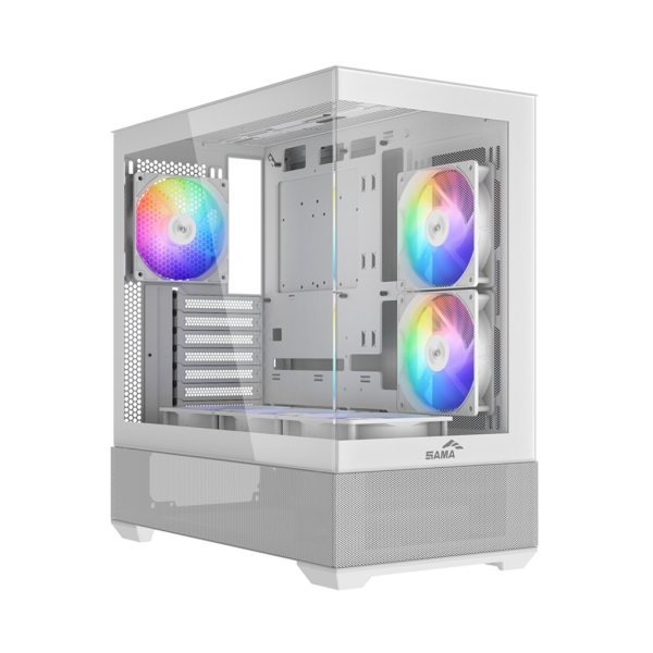 Sama V40 Caja Torre ATX - Lateral Cristal Templado - 2 x USB-A 3.0, USB-C 3.1 - 1 x Audio 1 x Micro - 6 Ventiladores ARGB - Color Blanco