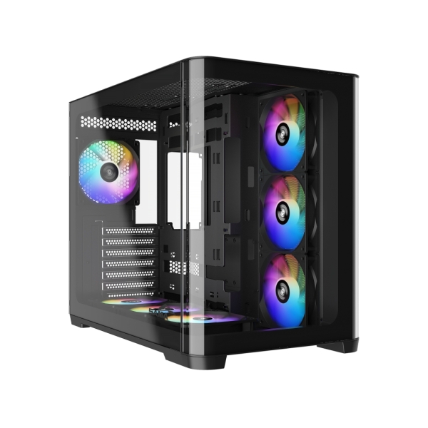 Sama V60 Caja Torre ATX - Lateral Cristal Templado Curvado - 2 x USB-A 3.0, USB-C 3.2 - 1 x Audio + Micro - 7 Ventiladores ARGB - Color Negro