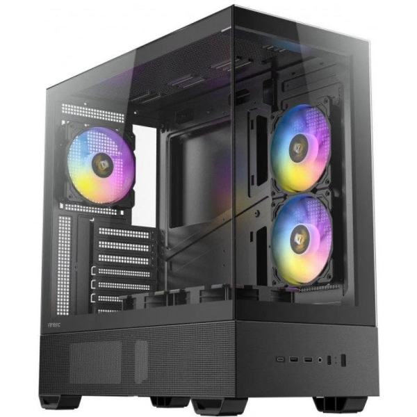 Antec CX705 ARGB Caja ATX - Cristal Templado - 1 x USB 2.0, 1 x USB-A 3.0, 1 x USB-C 3.2 - 1 x Audio + Micro - 5 Ventiladores ARGB - Color Negro