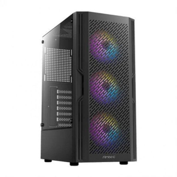 Antec AX20 ARGB Caja ATX - Cristal Lateral Templado - 2 x USB 2.0, 1 x USB-A 3.0 - 1 x Audio 1 x Micro - 4 Ventiladores ARGB - Color Negro
