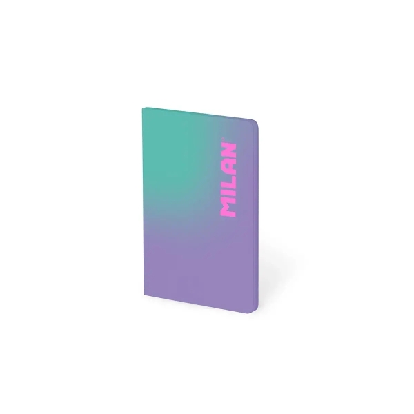 Milan Sunset Libreta Encolada Formato A6 Cuadricula 5x5 - 48 Hojas de 95 gr/m2 - Microperforado - Tapa Blanda - Color Morado/Turquesa
