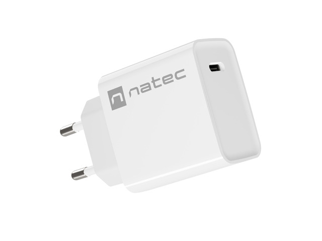 Natec Ribera Cargador de Pared 20W - 1xUSB-C - Carga Rapida - Color Blanco