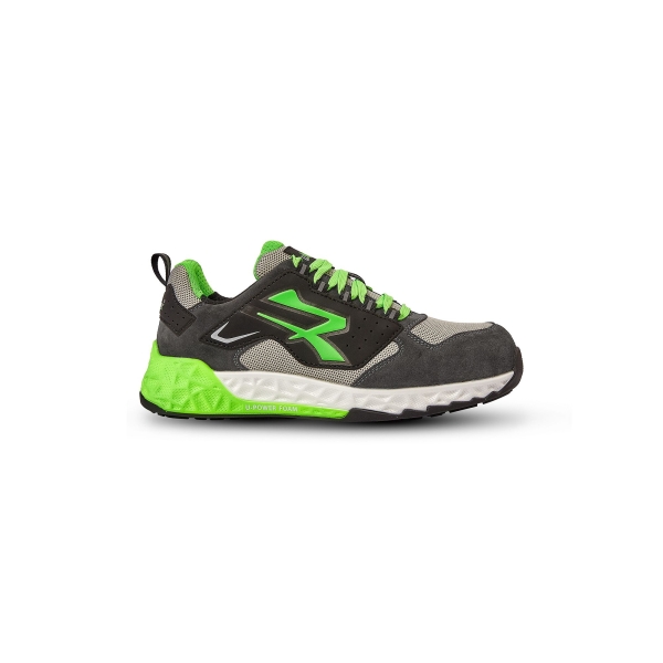 U-Power Red Stratos Bran ESD Calzado de Seguridad - Talla 47 - Material U-KNIT Elastico Transpirable - Puntera NanoFiber Sin Metal - Plantilla Antipinchazos - Suela U-Power Foam con Banda de Rodadura HRO - Protección S1PS HI HRO FO SR - Color Verde