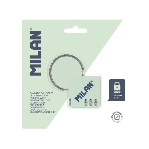 Milan Serie 430 Candado con Cierre de Combinacion - 3 Digitos - Metalico - Color Verde