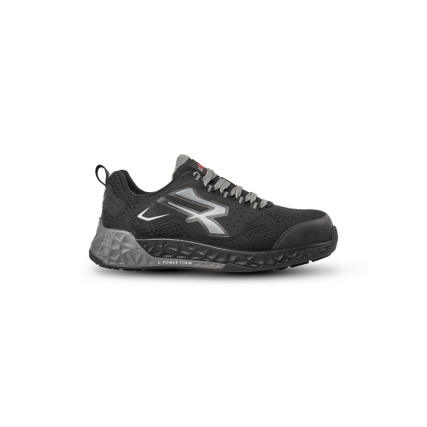 Upower Red Stratos Euron ESD Calzado de Seguridad - Talla 35 - Material U-KNIT Elastico Transpirable - Puntera NanoFiber Sin Metal - Plantilla Antipinchazos - Suela U-Power Foam con Banda de Rodadura HRO - Protección S1PS HI HRO FO SR - Color Negro