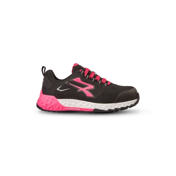 Upower Red Stratos Brienne ESD Calzado de Seguridad - Talla 35 - Material U-KNIT Elastico Transpirable - Puntera NanoFiber Sin Metal - Plantilla Antipinchazos - Suela U-Power Foam con Banda de Rodadura HRO - Protección S1PS HI HRO FO SR - Color Rosa