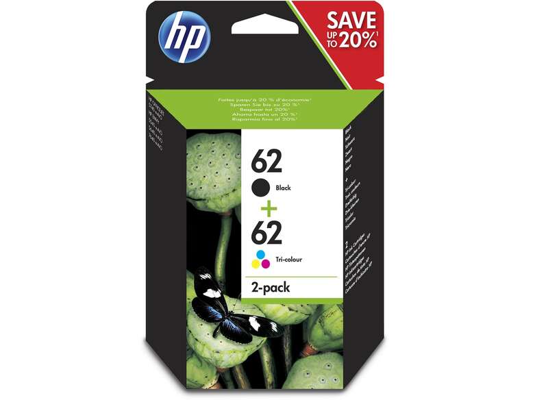 HP 62 Negro + Color Pack de 2 Cartuchos de Tinta Originales - N9J71AE