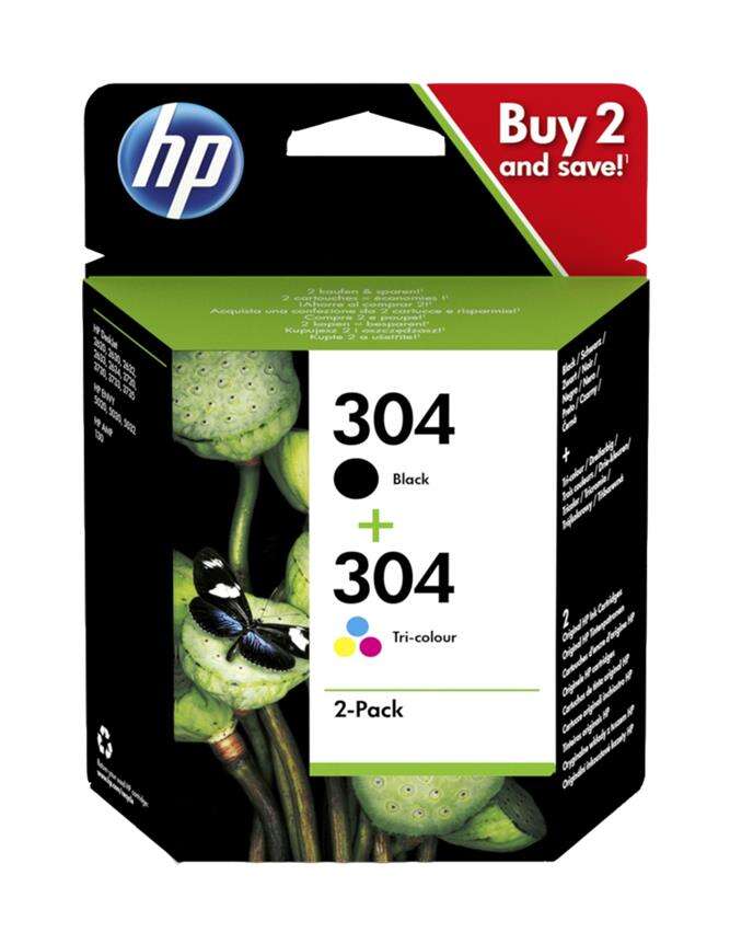 HP 304 Negro + Color Pack de 2 Cartuchos de Tinta Originales - 3JB05AE